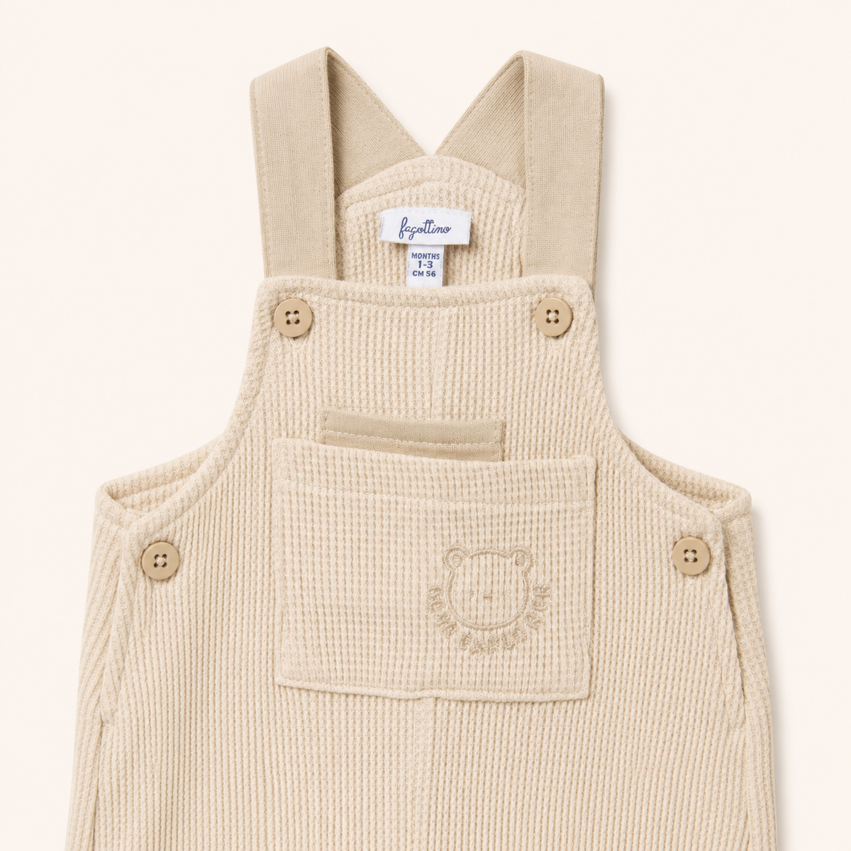 Beige pure cotton baby dungaree