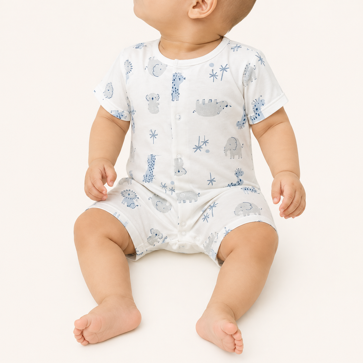 Blue Zoo Print Romper