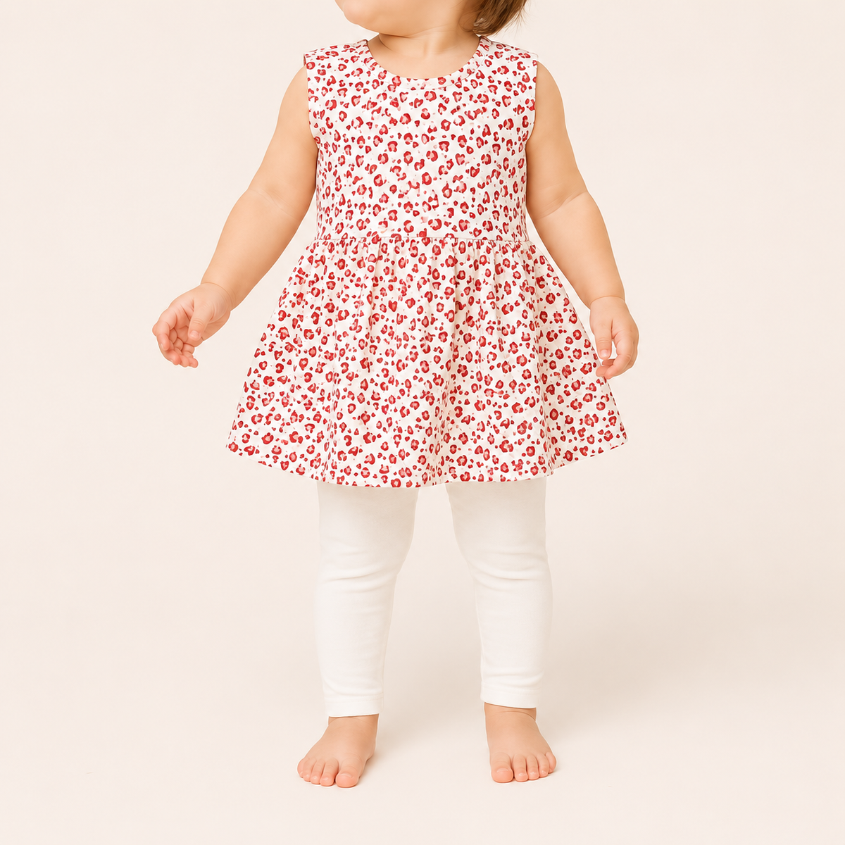 Red Heart Sleeveless Frock