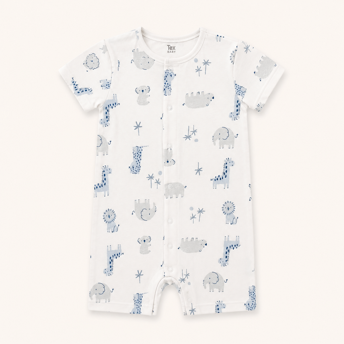 Blue Zoo Print Romper