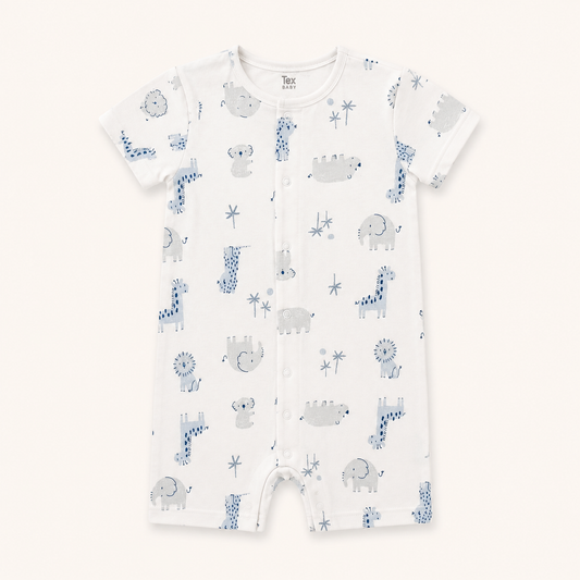 Blue Zoo Print Romper