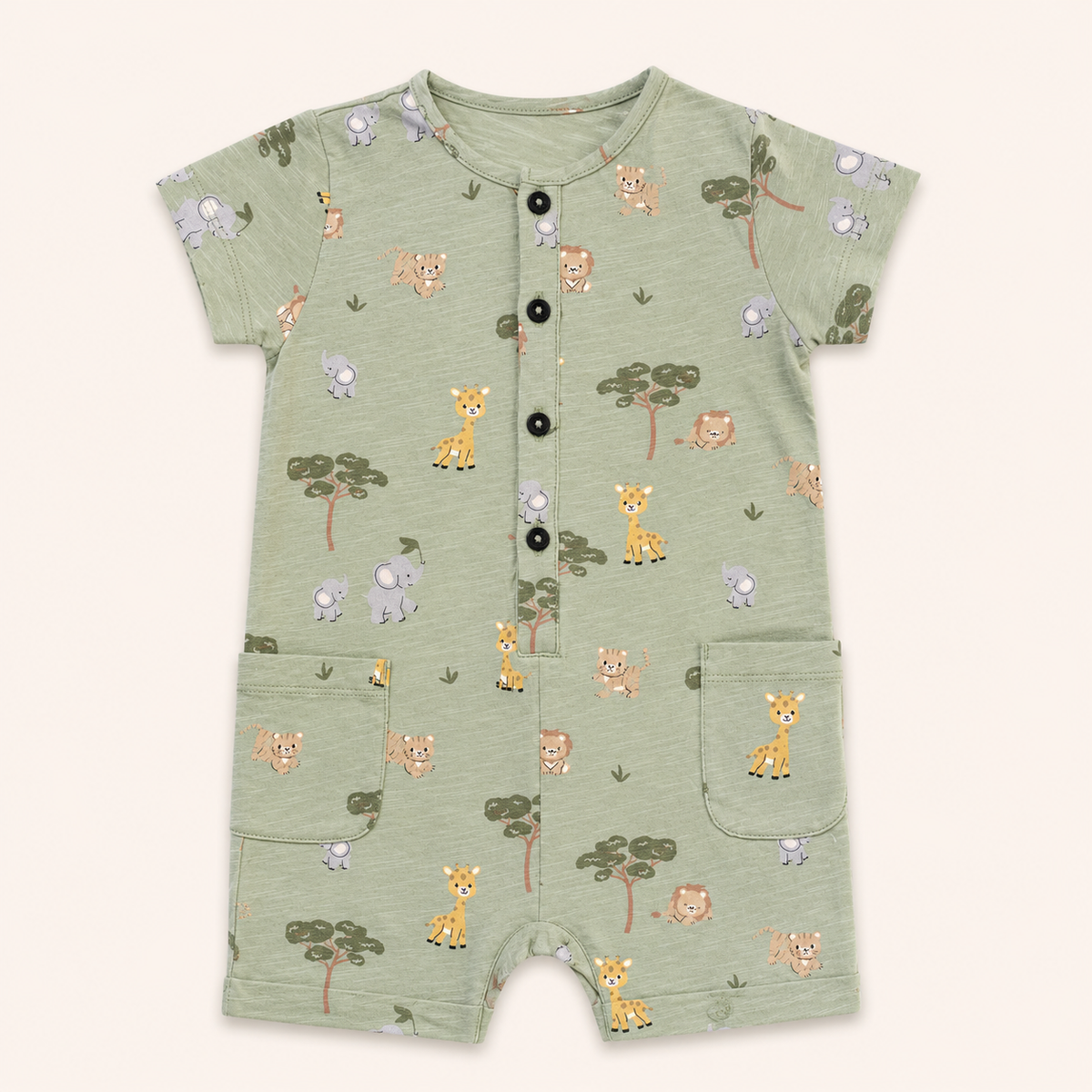 Green Animal Zoo Romper