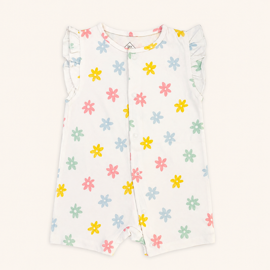 White Multi Flower Romper