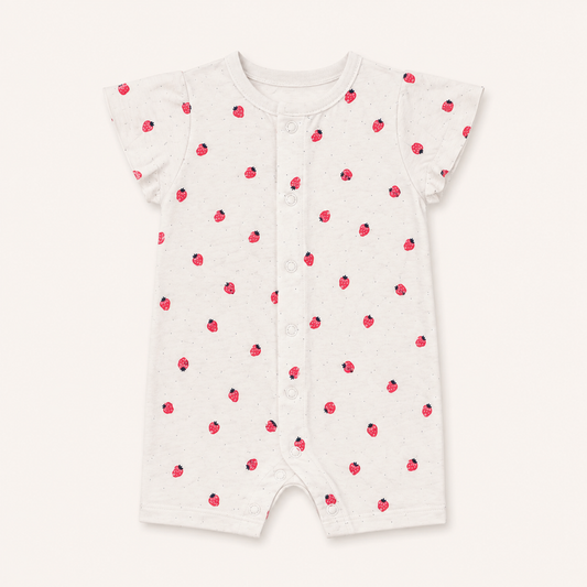 White Stawbery Romper