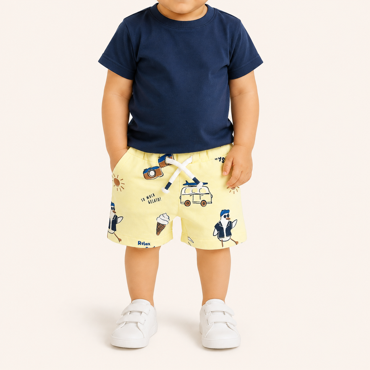 Yellow Printed Shorts