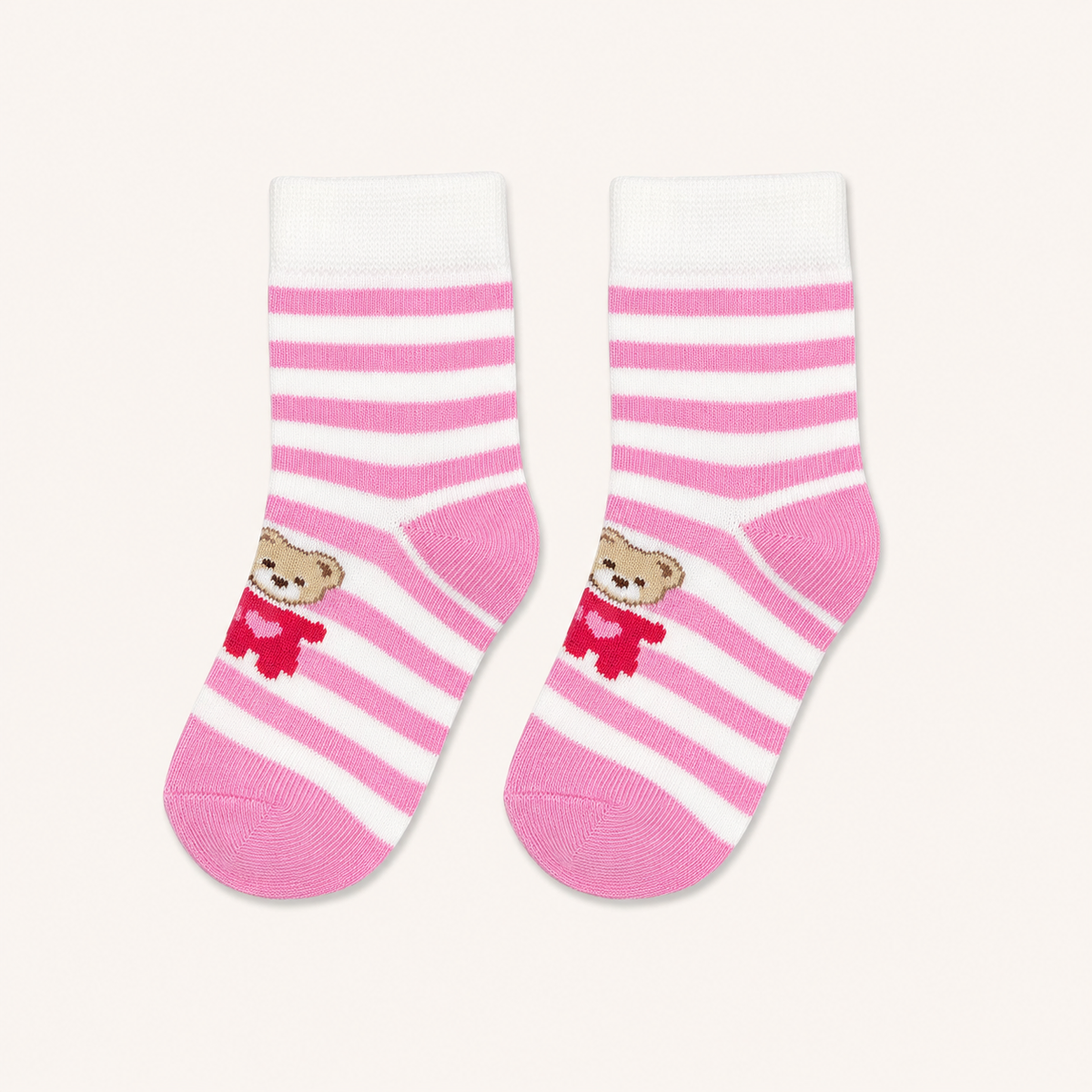 Pink Stripes Bear Socks