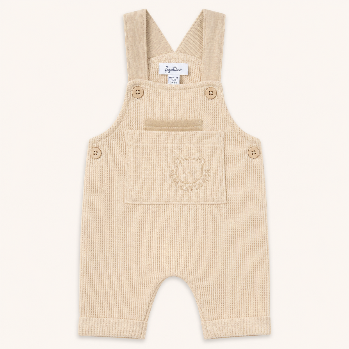 Beige pure cotton baby dungaree