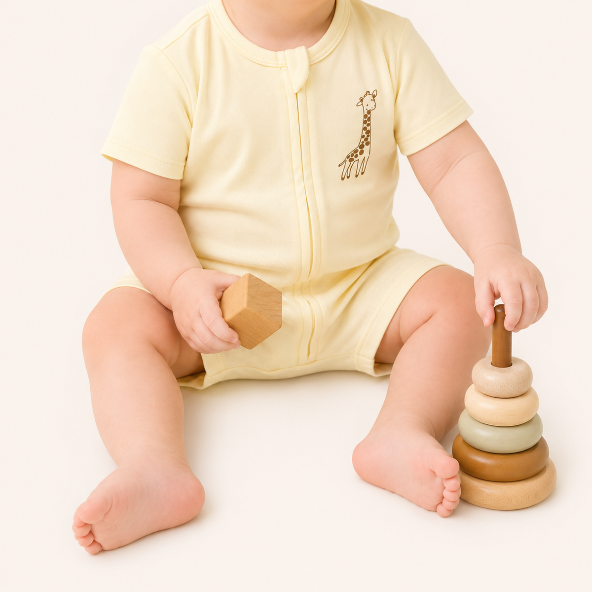 Pale Yellow Giraffe Romper