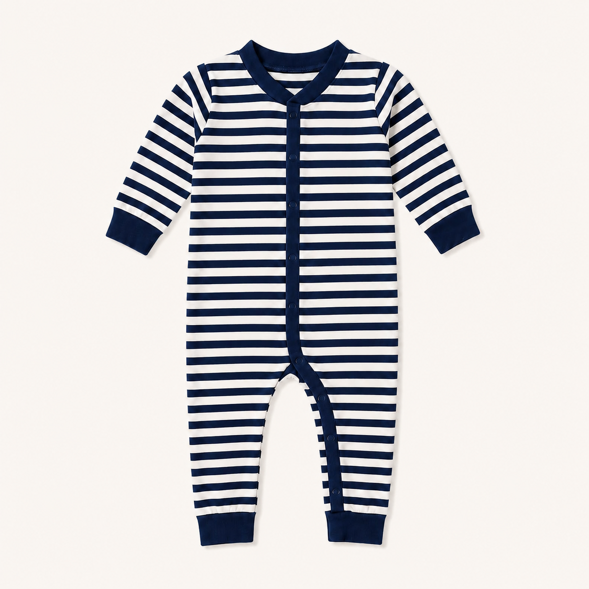 Navy White Striped Romper