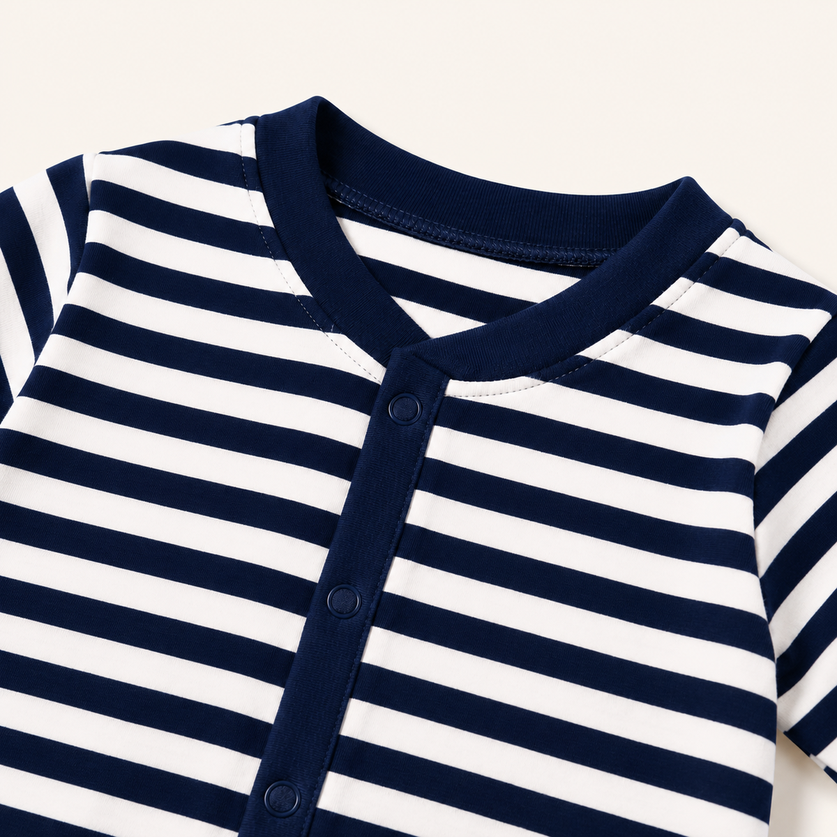 Navy White Striped Romper
