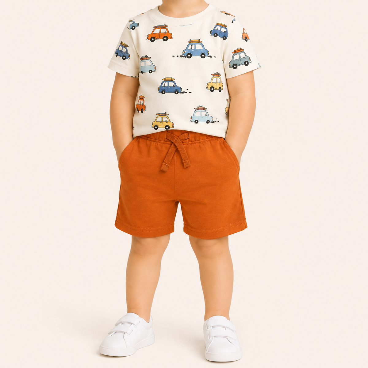 Light Orange Plain Shorts