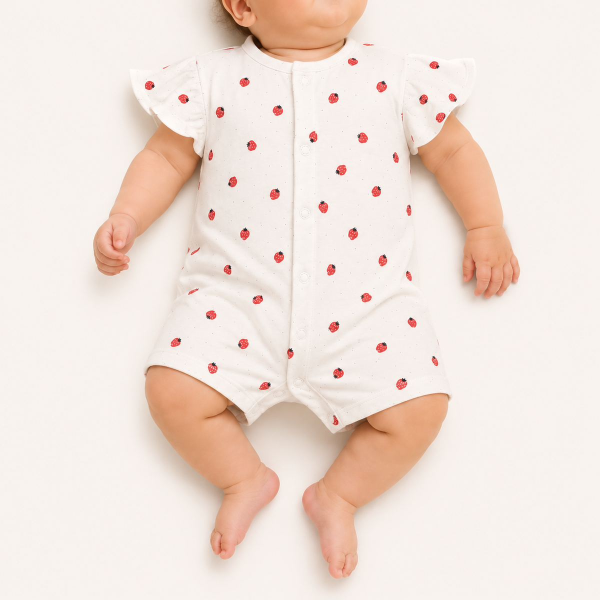 White Stawbery Romper