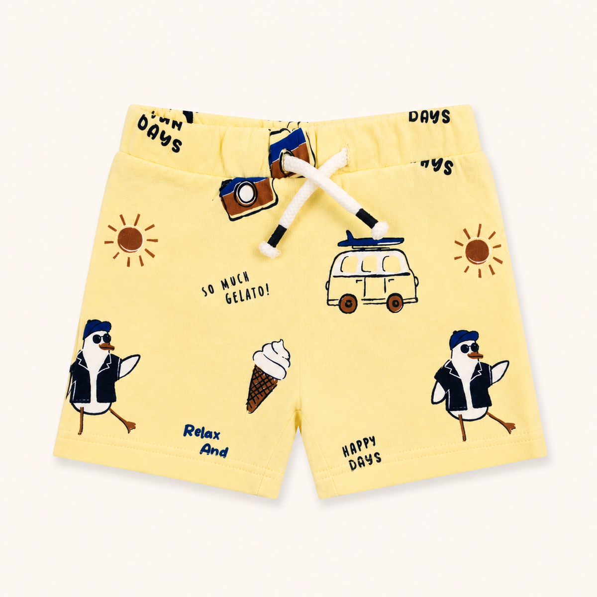 Yellow Printed Shorts