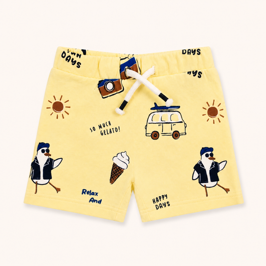 Yellow Printed Shorts