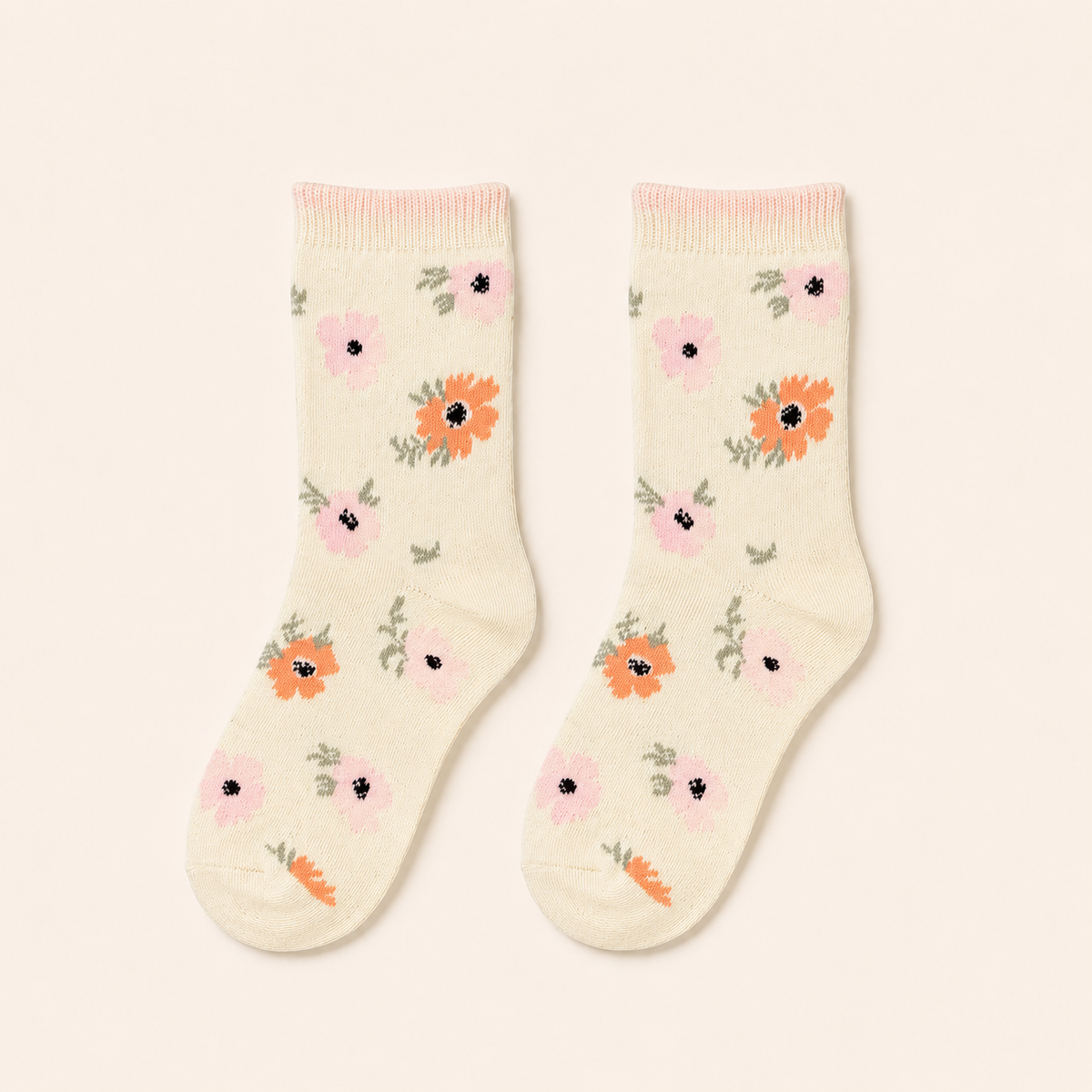 White Floral Socks