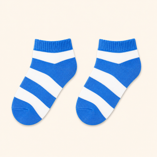 Blue & White Striped Ankle Socks