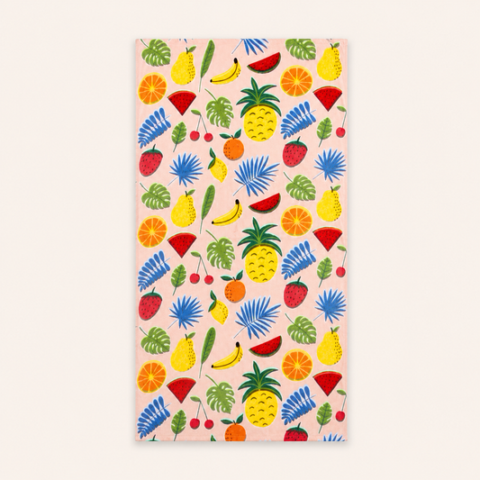 Tropical Fruit Print Beach Towel