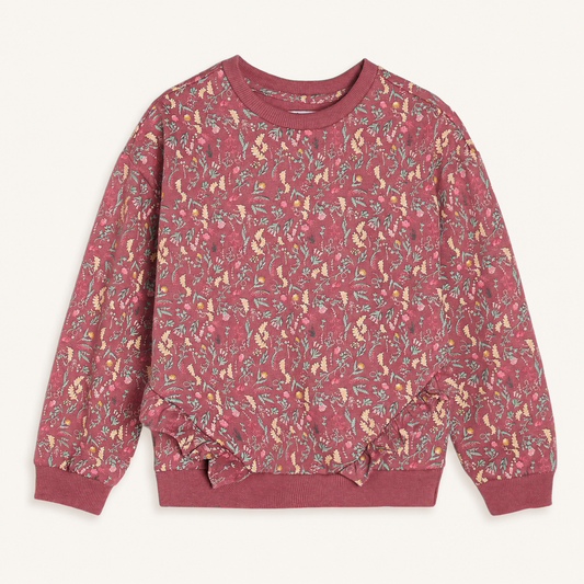Floral Sweatshirt With Ruffle