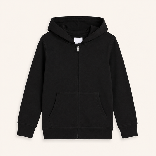 Black Front-Zip Hoodie