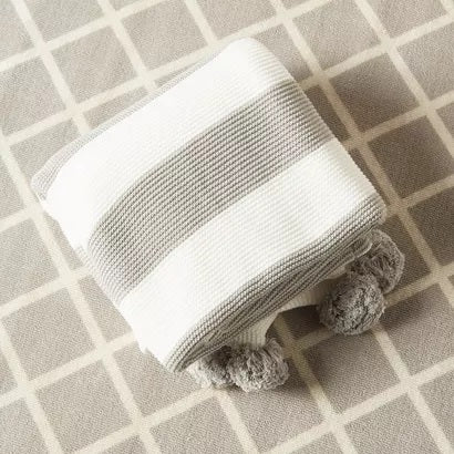 Juniors Striped Knitted Raschel Blanket (Grey)