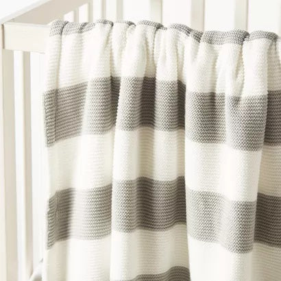 Juniors Striped Knitted Raschel Blanket (Grey)
