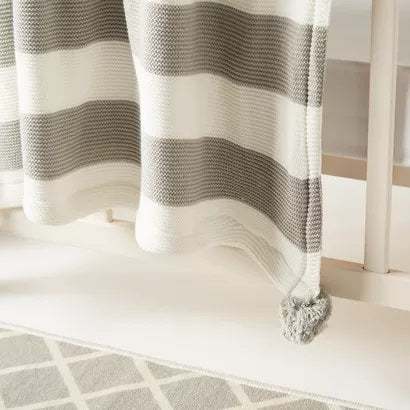 Juniors Striped Knitted Raschel Blanket (Grey)