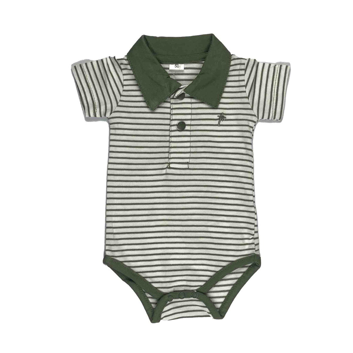 2 Piece Bodysuit & Shorts Set (Green Stripes)
